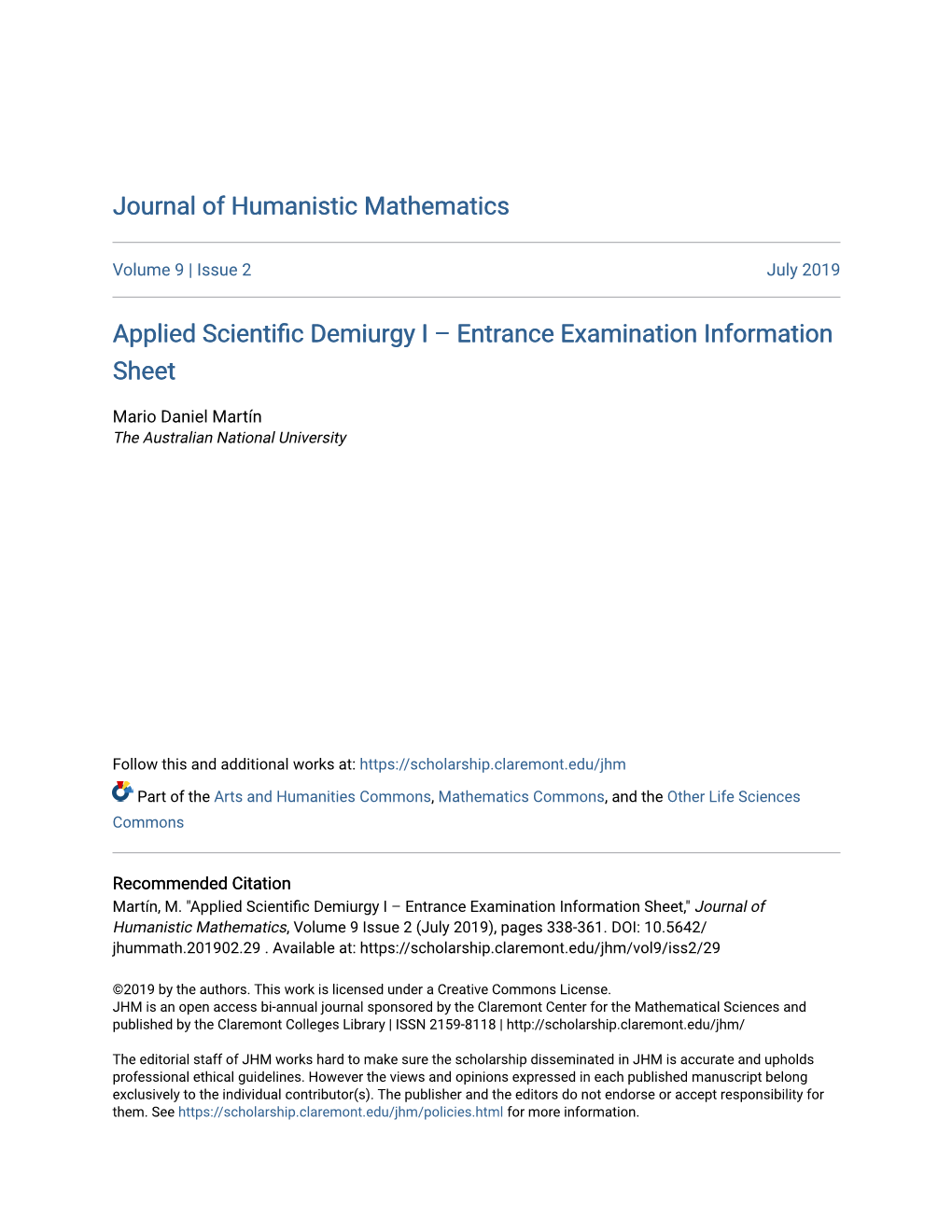 Applied Scientific Demiurgy I Â•Fi Entrance Examination Information