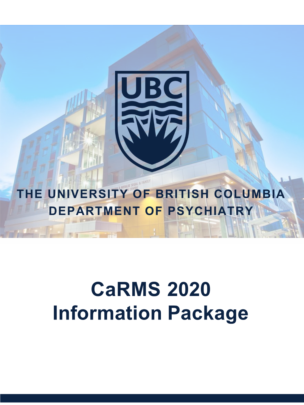 Carms 2020 Information Package TABLE of CONTENTS