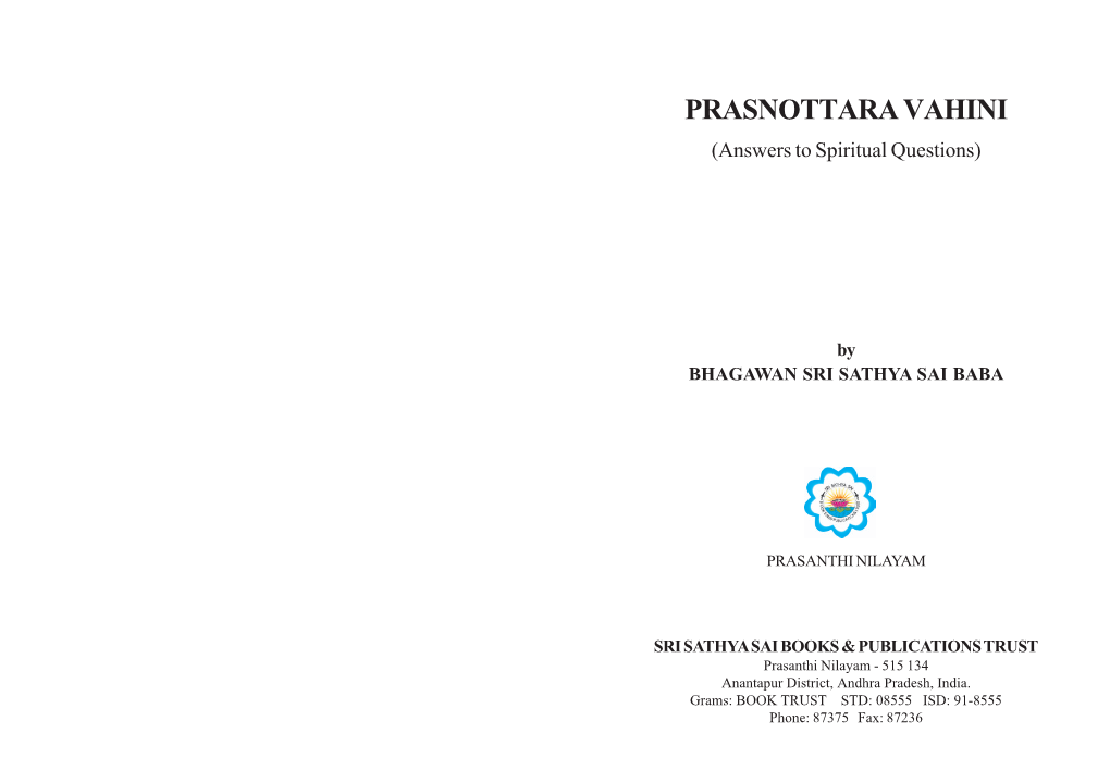 PRASNOTTARA VAHINI (Answers to Spiritual Questions)