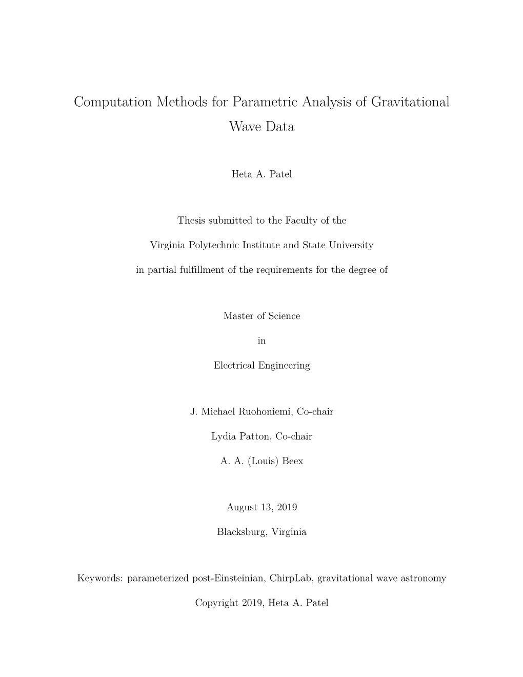 Computation Methods for Parametric Analysis of Gravitational Wave Data