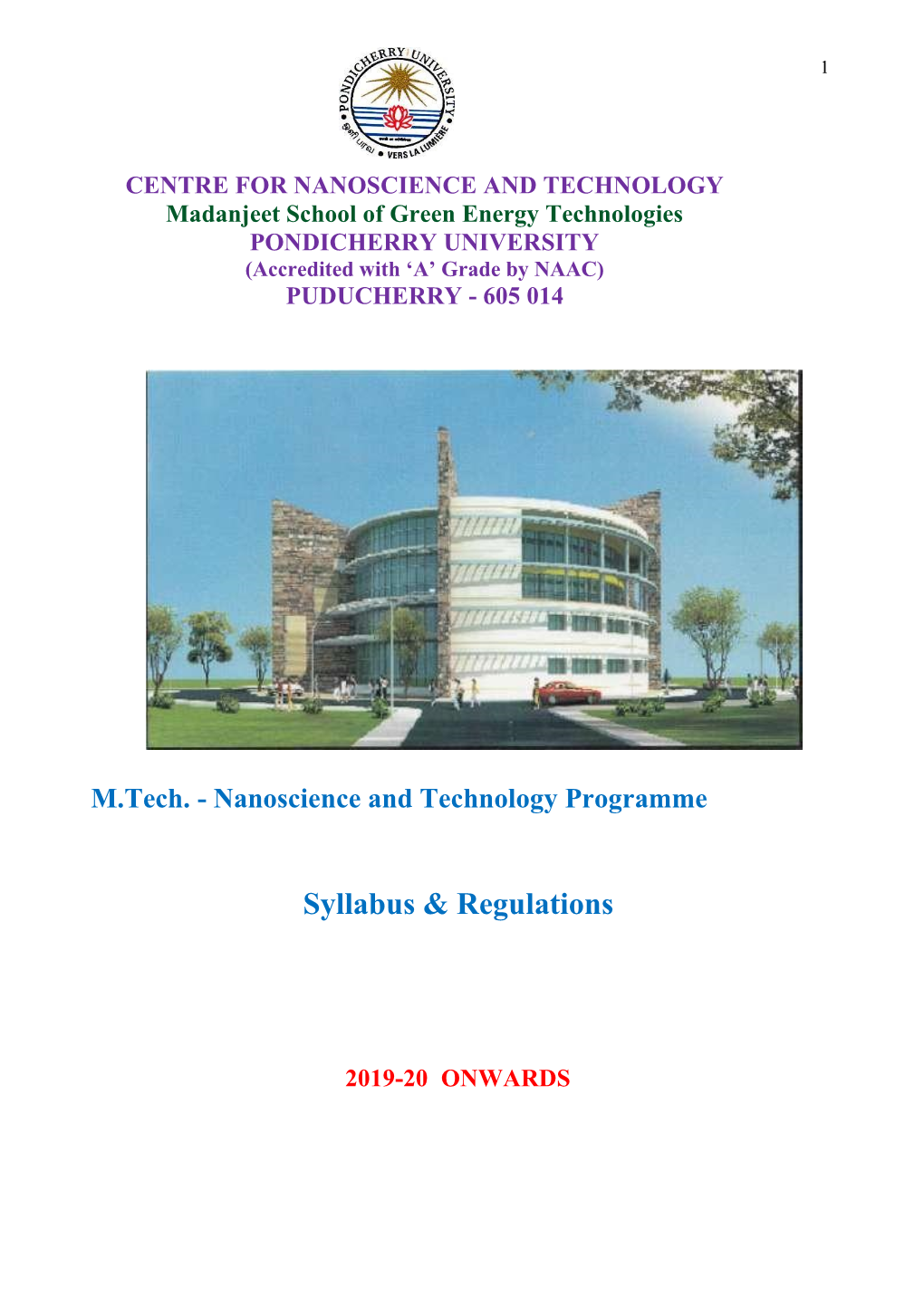 Syllabus & Regulations