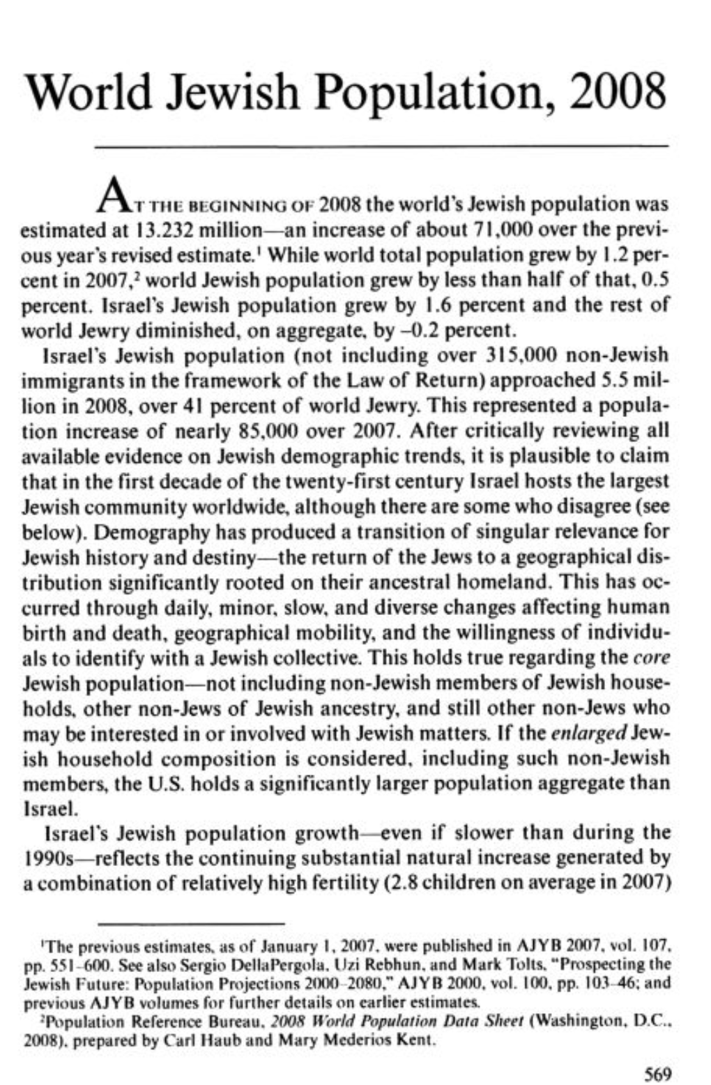 World Jewish Population, 2008