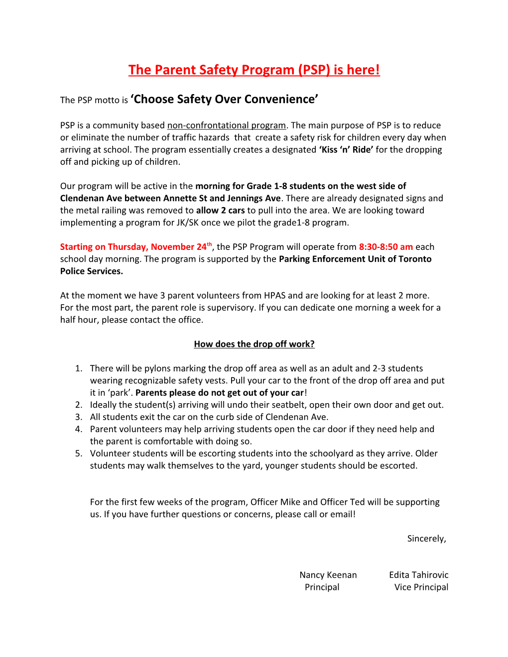 The Parent Safety Program (PSP) Is Here!