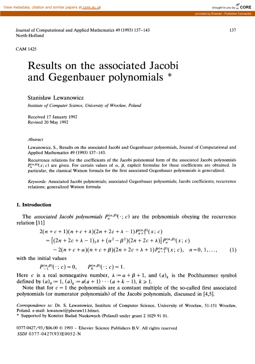 Results on the Associated Jacobi and Gegenbauer Polynomials *