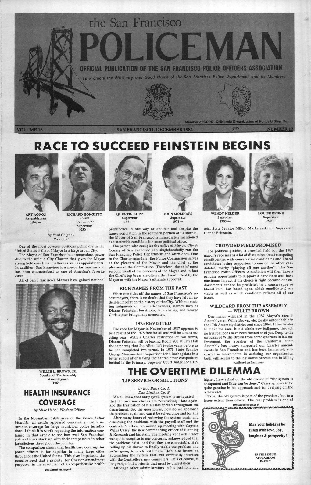 December 1984 Number 12 Race to Succeed Feinstein Begins