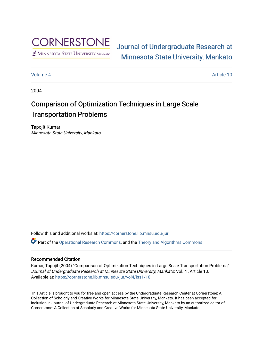 Comparison of Optimization Techniques in Large Scale Transportation Problems