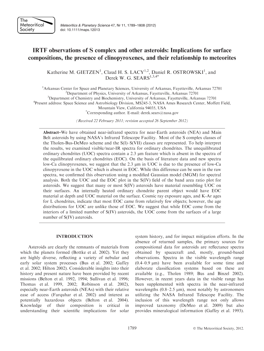 IRTF Observations of S Complex and Other Asteroids: Implications for Surface Compositions, the Presence of Clinopyroxenes, and Their Relationship to Meteorites