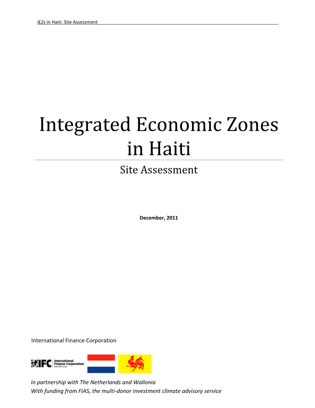 Integrated Economic Zones in Haiti Site Assessment