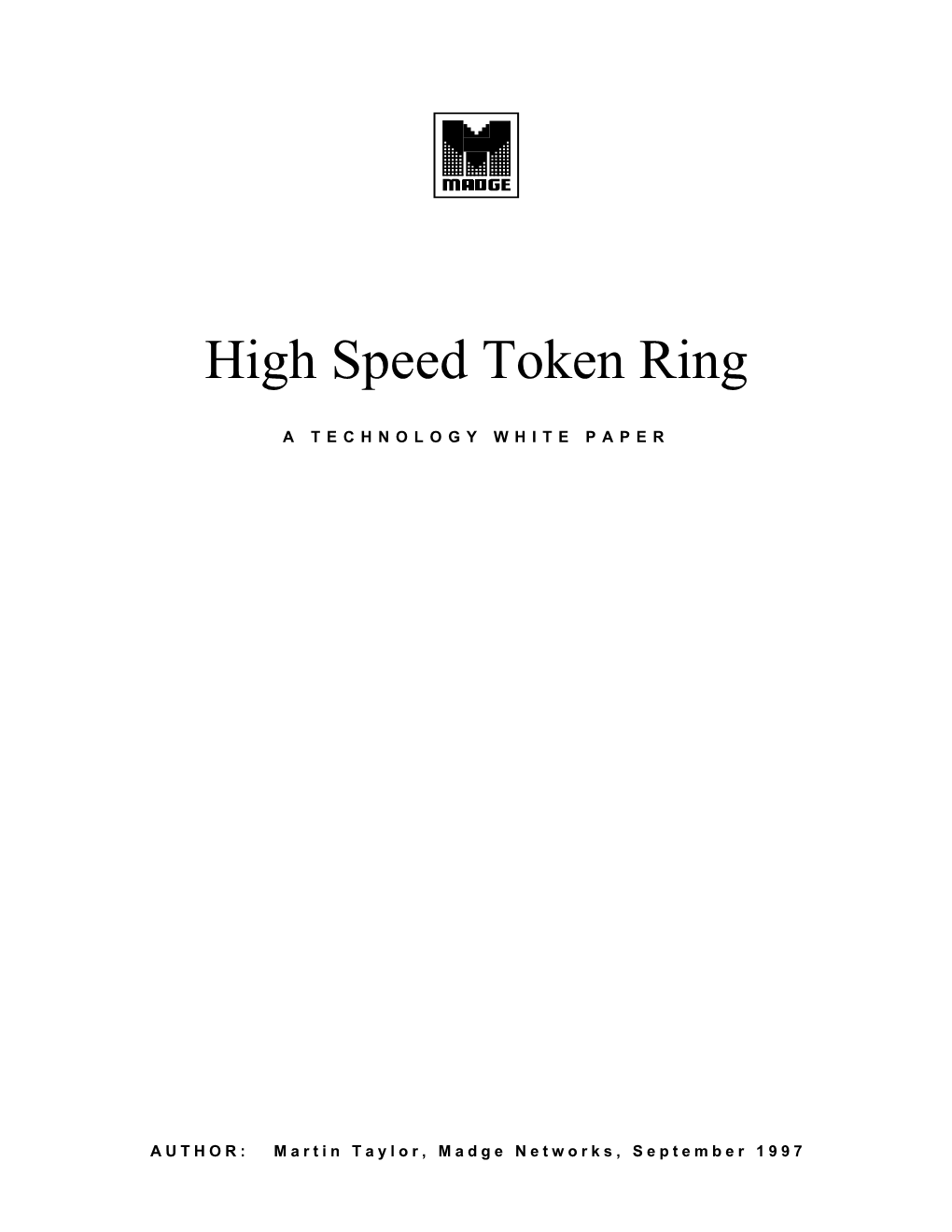 High Speed Token Ring White Paper