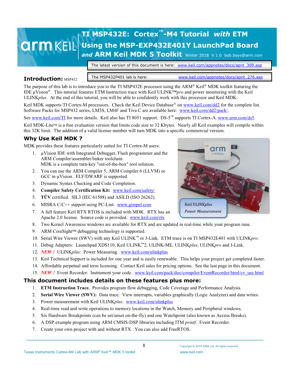 TI MSP432E: Cortex™-M4 Tutorial with ETM Using The