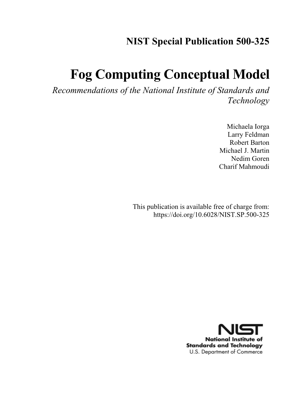 Fog Computing Conceptual Model Recommendations of the National Institute of Standards and Technology