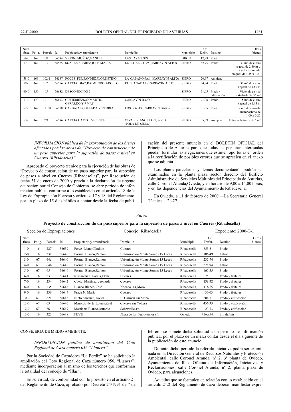 INFORMACION Pública De La Expropiación De Los