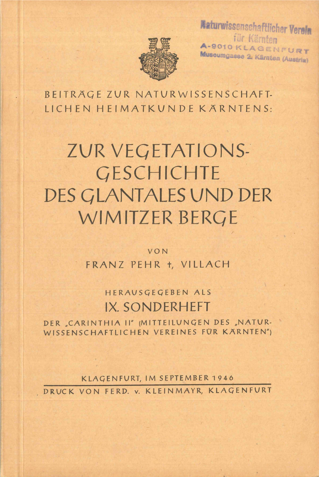 Qeschichte Des Qlantales Und Der Wimitzer Berqe