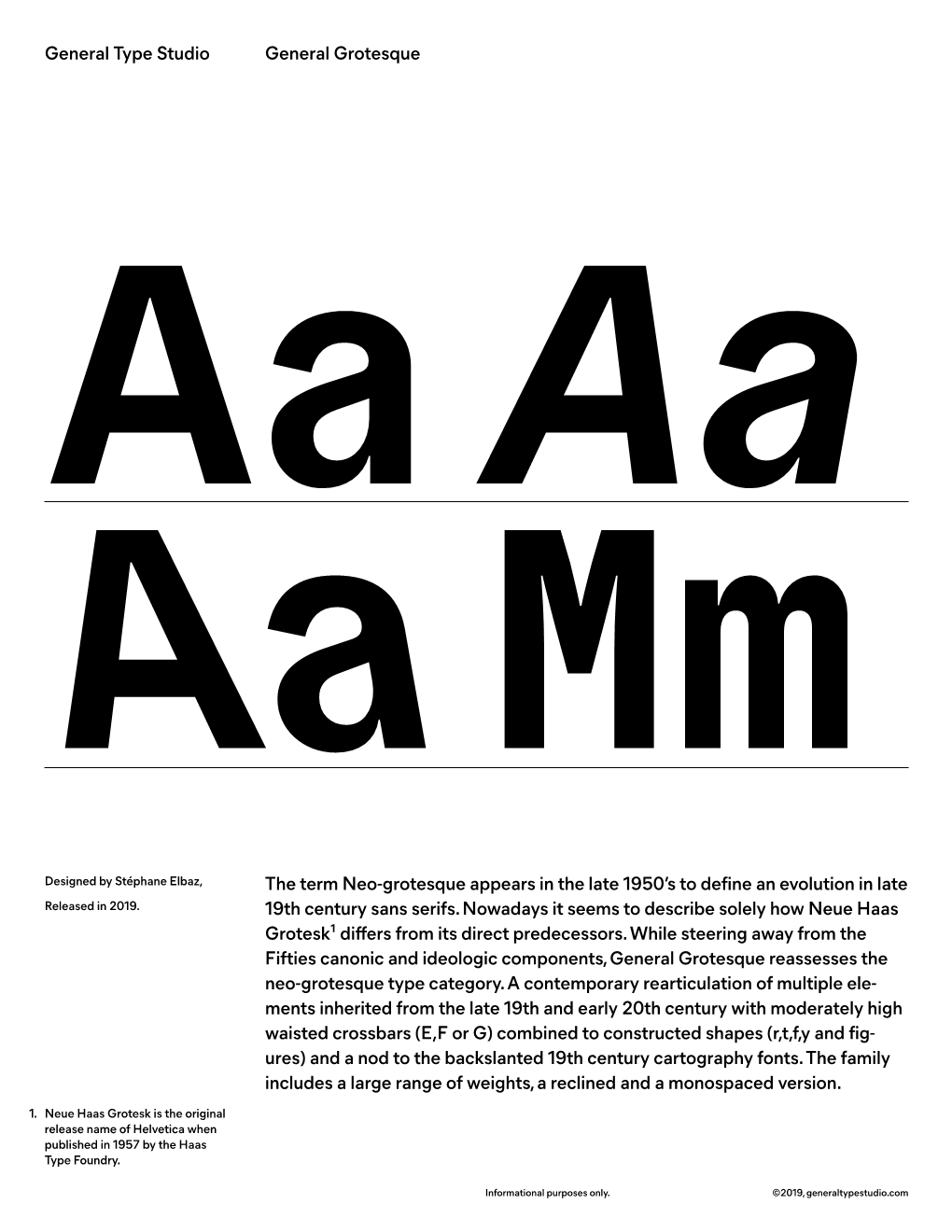 General Type Studio the Term Neo-Grotesque Appears in the Late