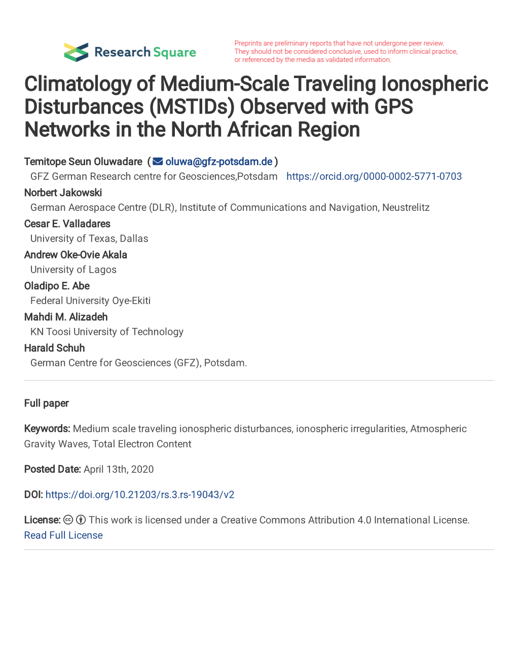 (Mstids) Observed with GPS Networks in the North African Region