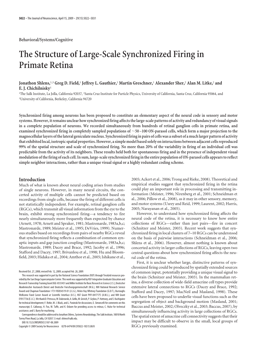 The Structure of Large-Scale Synchronized Firing in Primate Retina