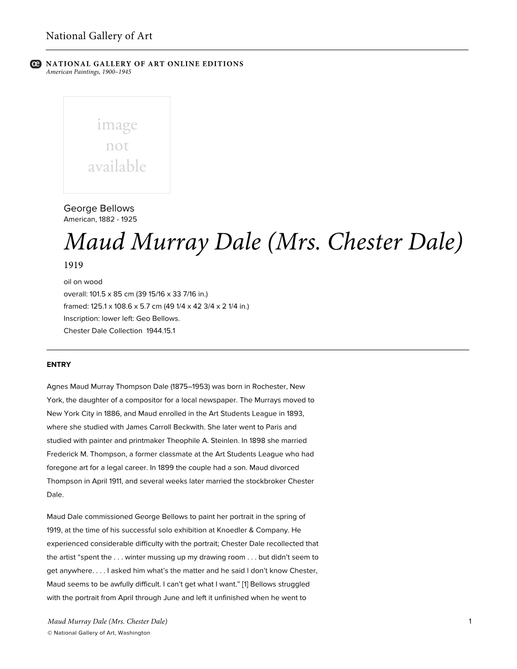Maud Murray Dale (Mrs. Chester Dale)