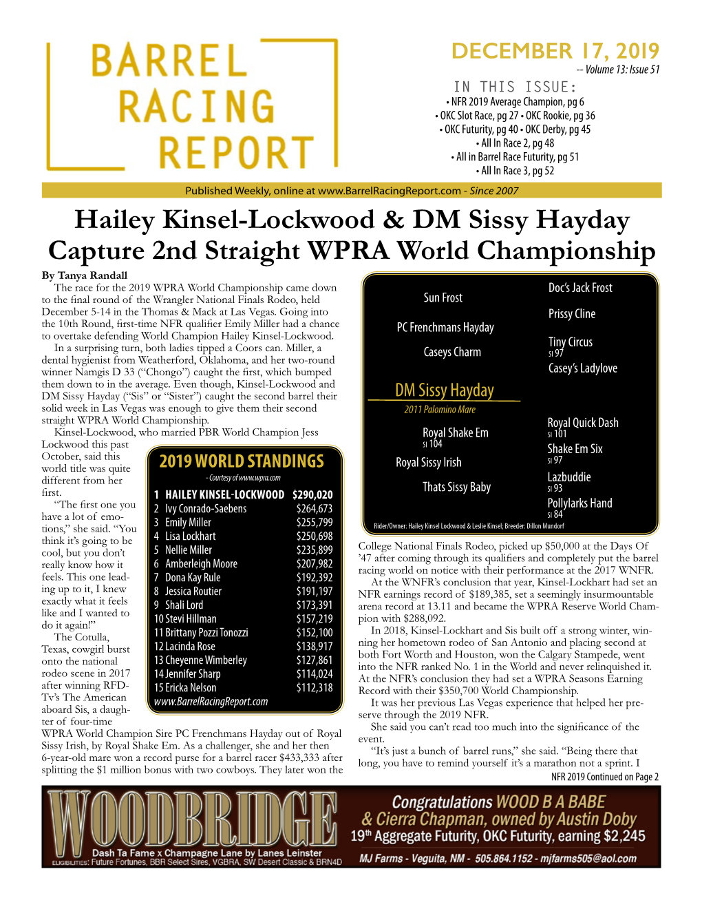 Hailey Kinsel-Lockwood & DM Sissy Hayday Capture 2Nd Straight WPRA World Championship