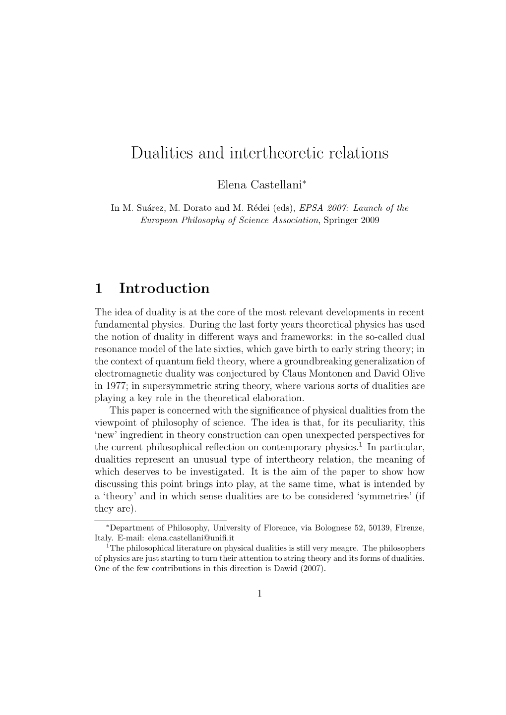 Dualities and Intertheoretic Relations