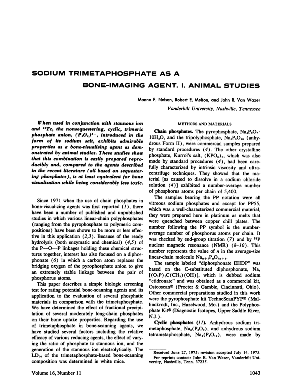 Sodium Trimetaphosphate As a Boneâ€”Imaging Agent. I