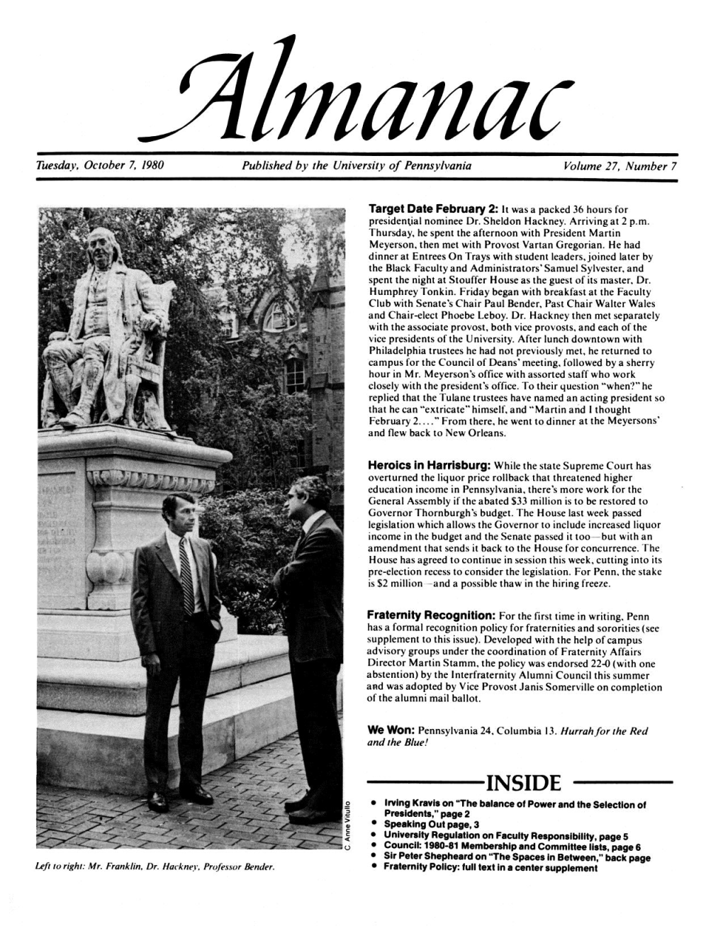 Almanac, 10/07/80, Vol. 27, No. 07