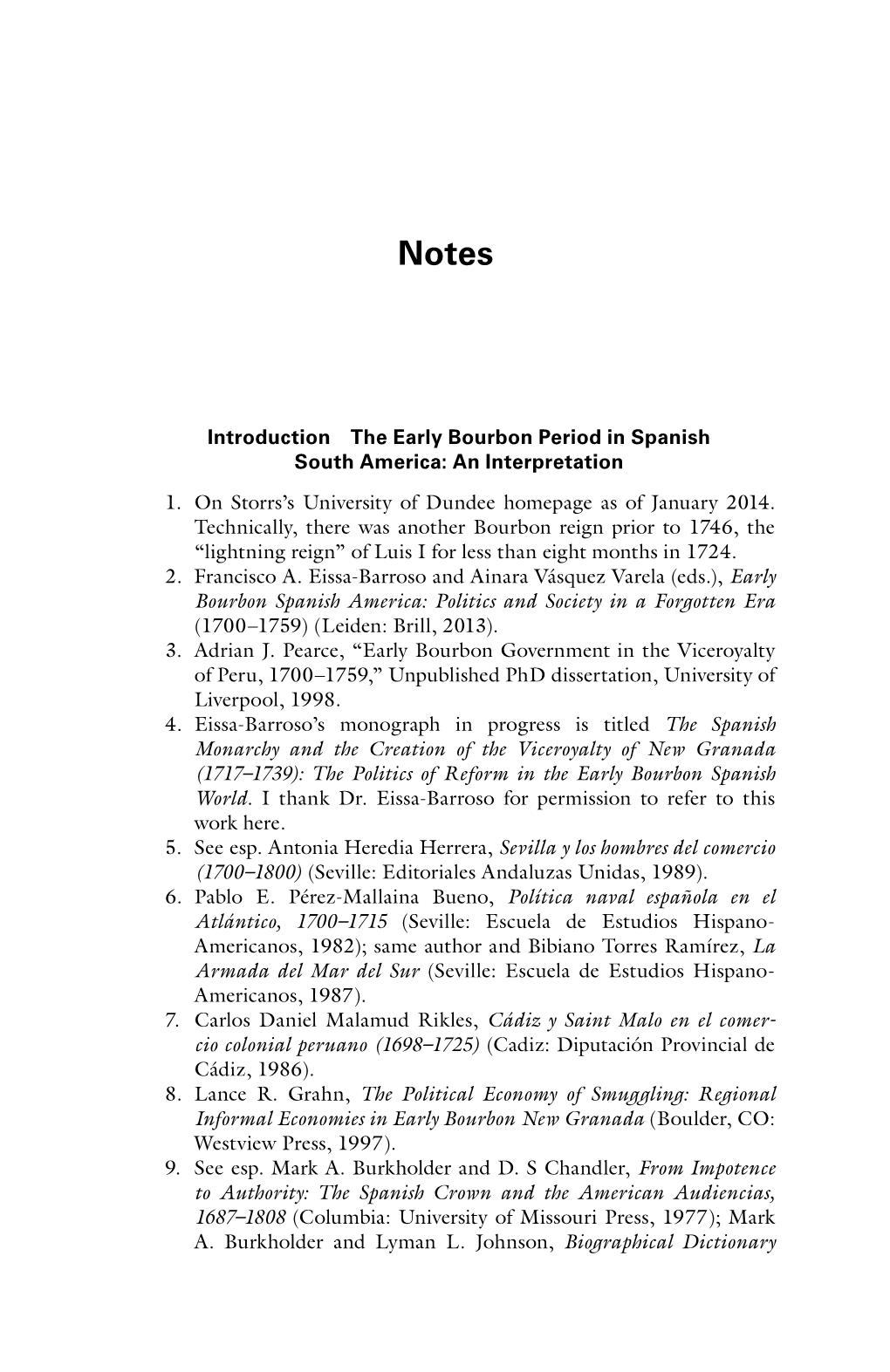 Introduction the Early Bourbon Period in Spanish South America: an Interpretation