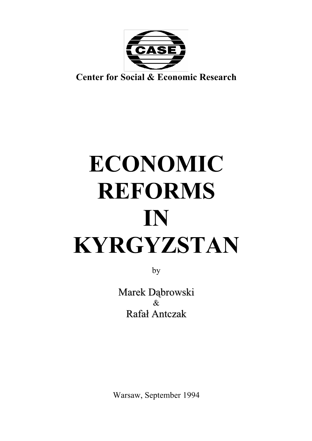 Economic Reforms in Kyrgyzstan