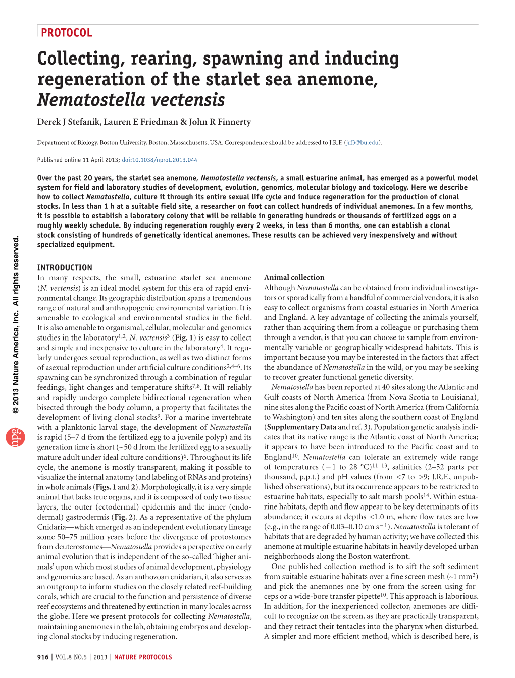 Nematostella Laboratory Culture