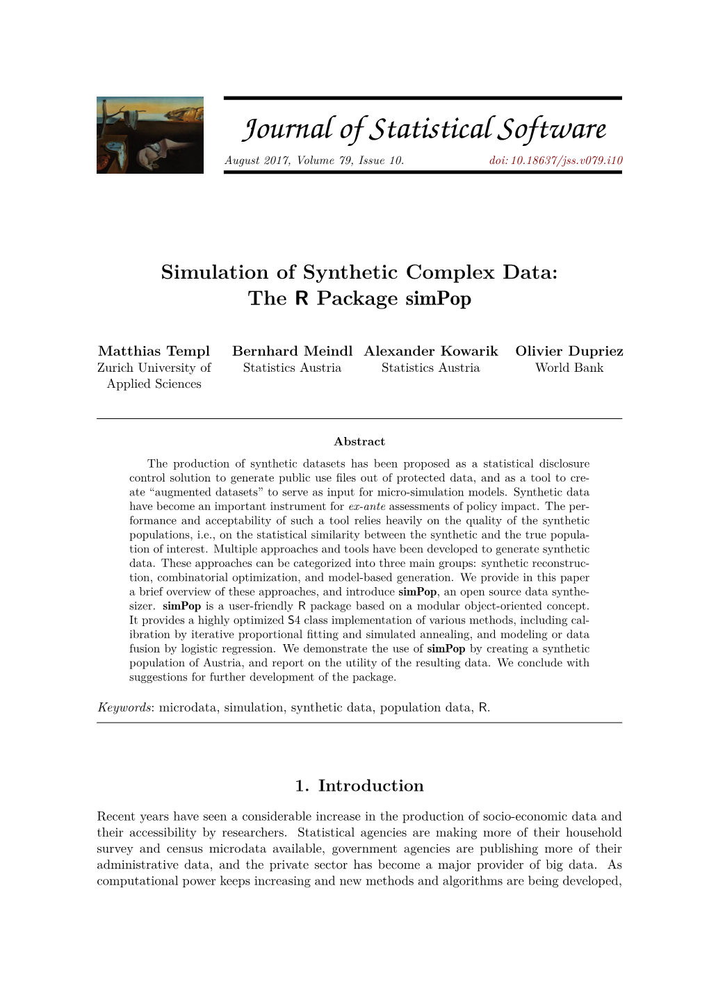 Simulation of Synthetic Complex Data: the R Package Simpop