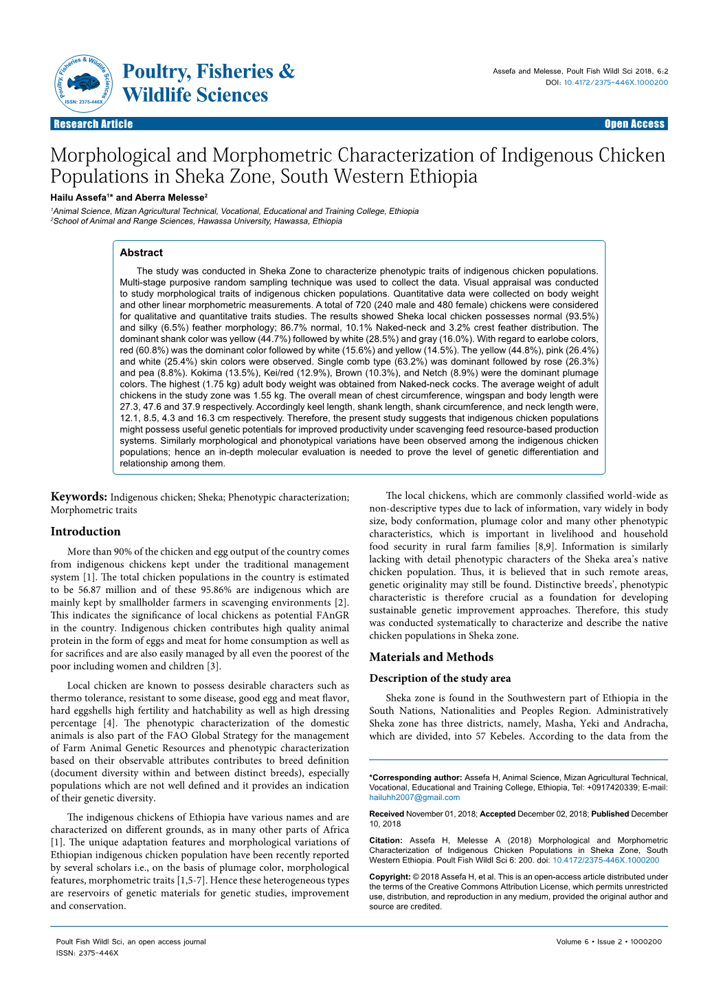 Morphological and Morphometric Characterization of Indigenous