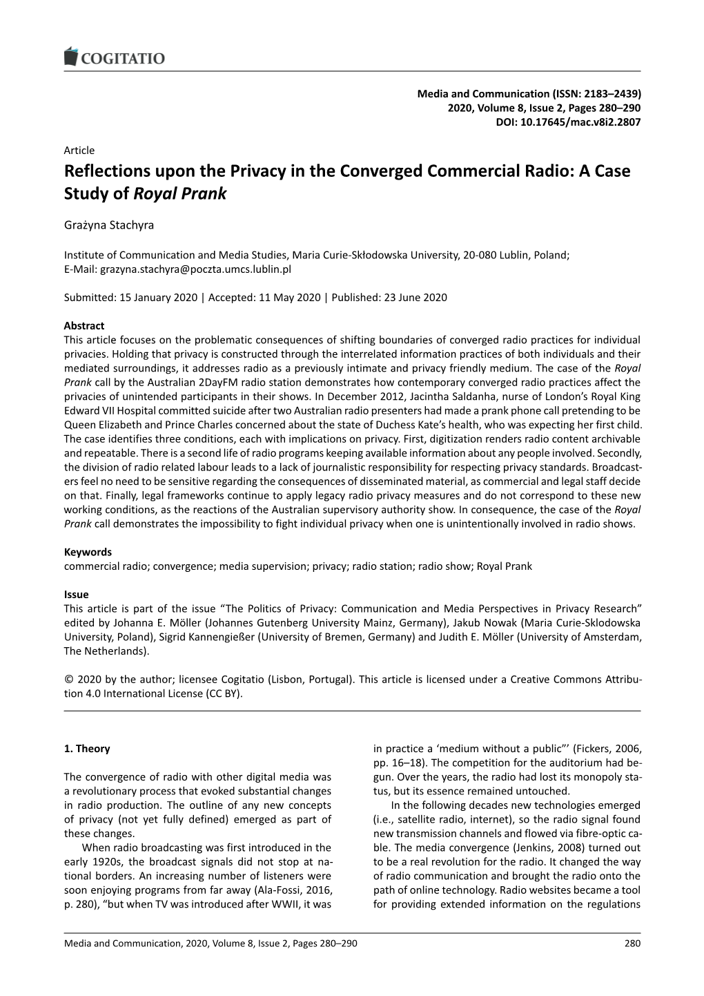 Reflections Upon the Privacy in the Converged Commercial Radio: a Case Study of Royal Prank