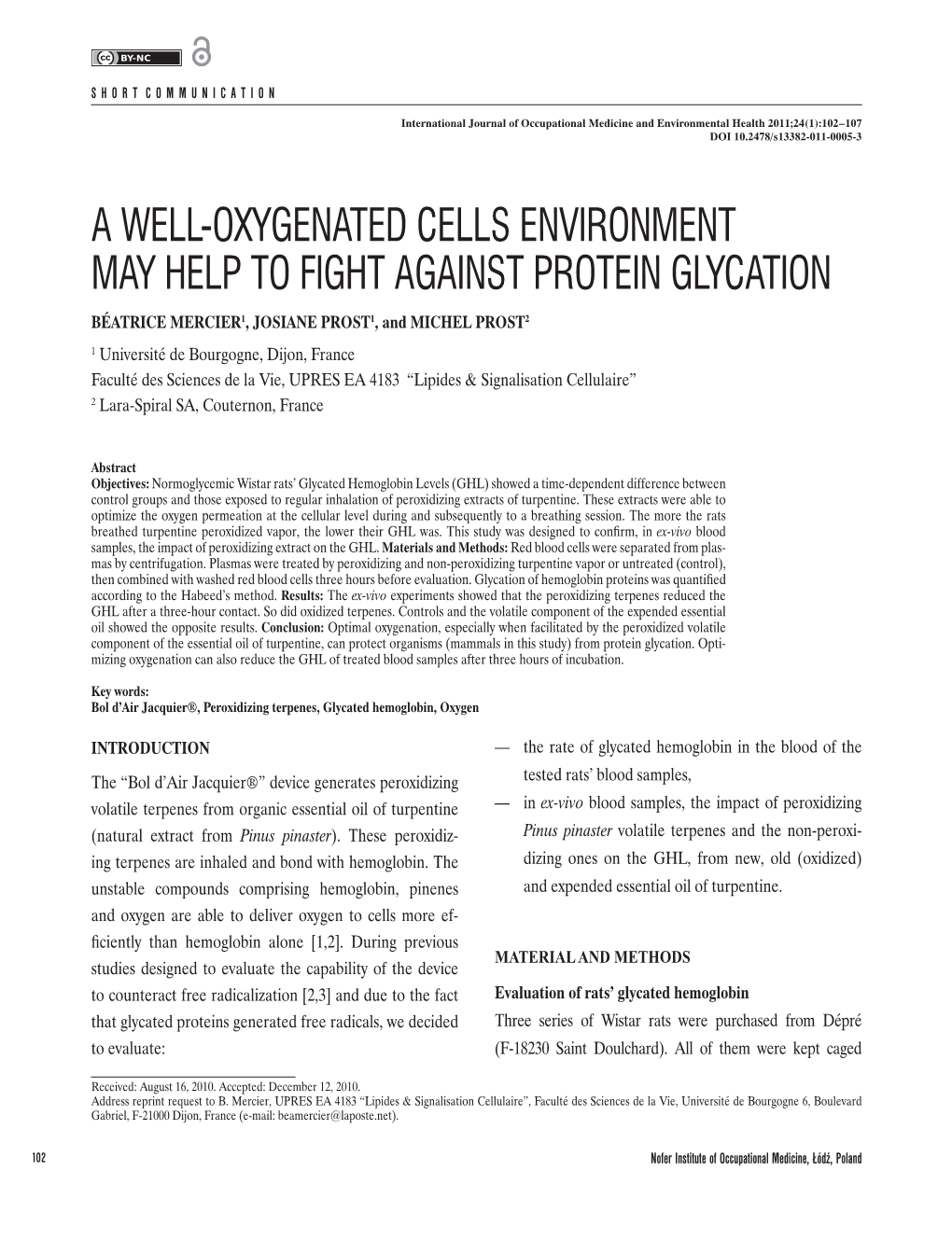 A Well-Oxygenated Cells Environment May Help To