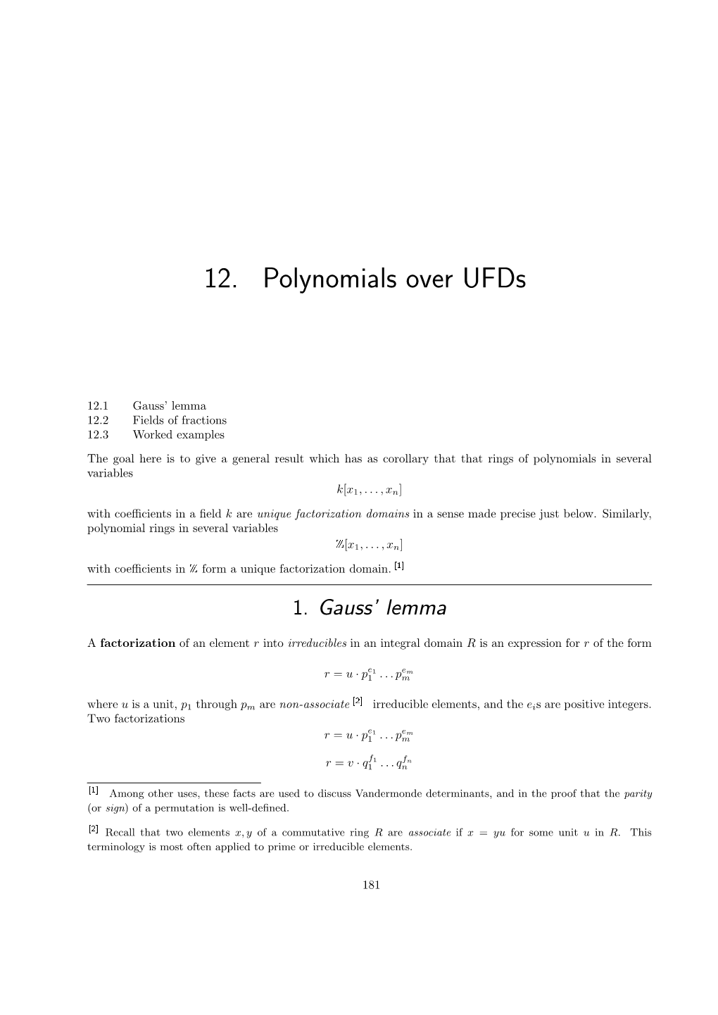 12. Polynomials Over Ufds