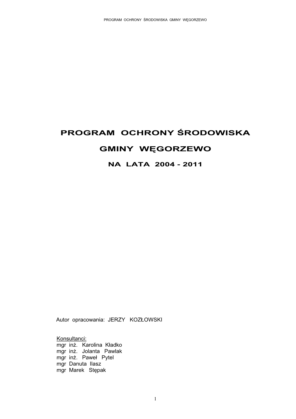 Program Ochrony Środowiska Gminy Węgorzewo