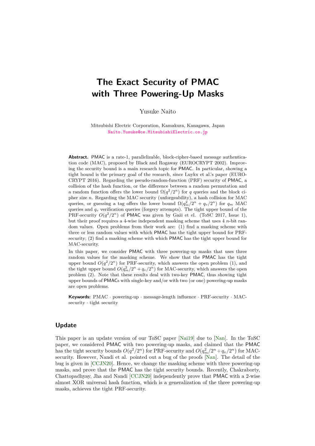 The Exact Security of PMAC with Three Powering-Up Masks