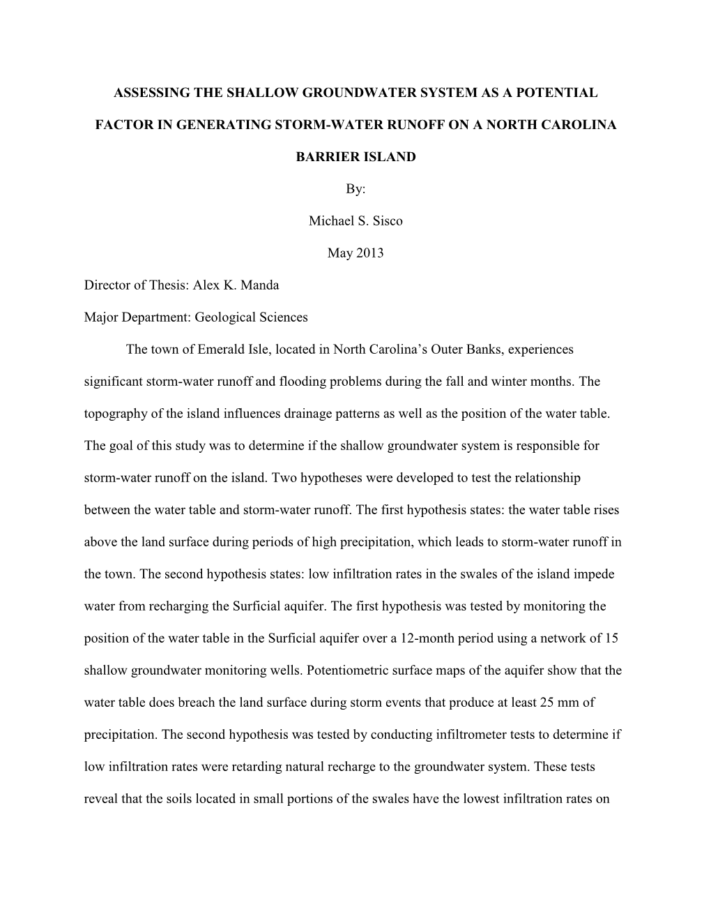 Assessing the Shallow Groundwater System As a Potential