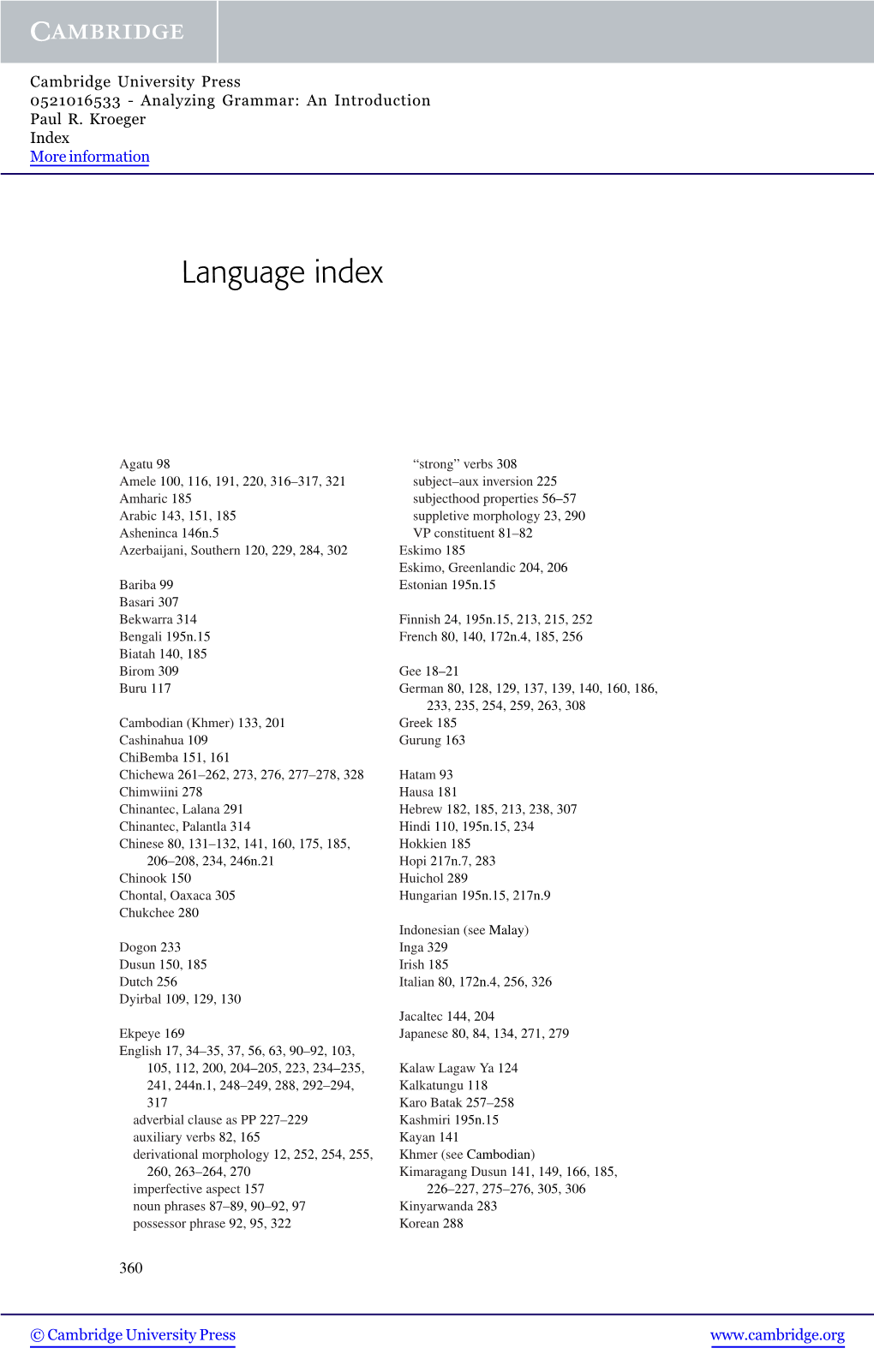 Language Index