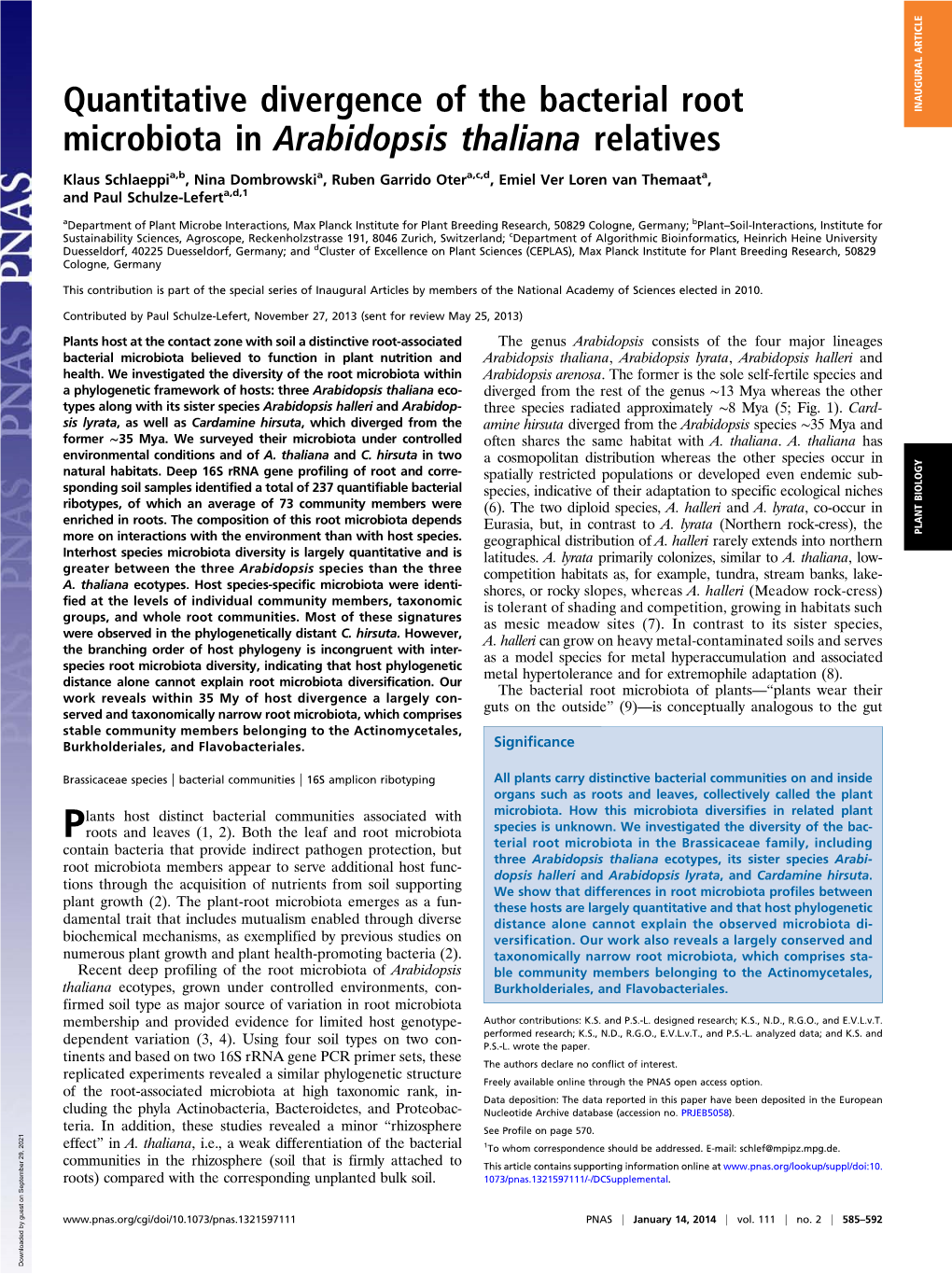 Quantitative Divergence of the Bacterial Root Microbiota In