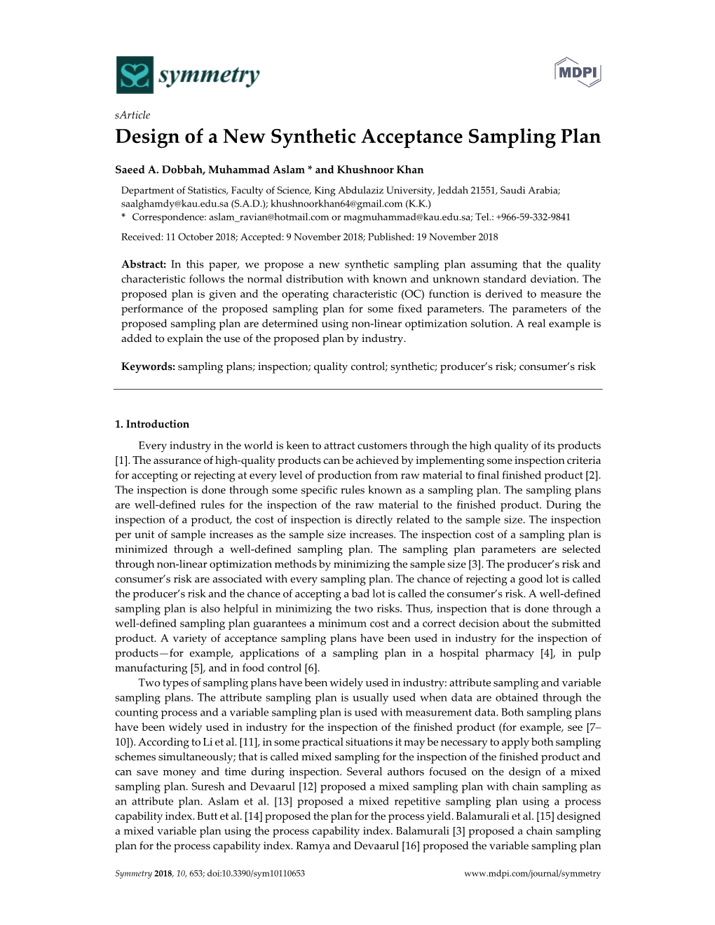 Design of a New Synthetic Acceptance Sampling Plan