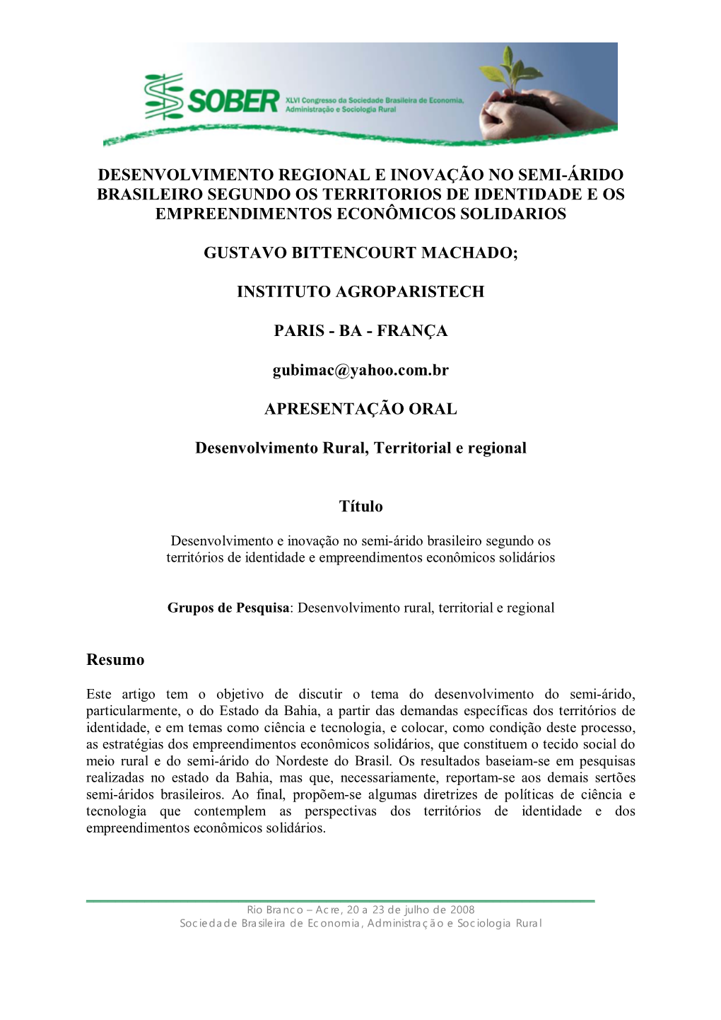 3 Territórios E Demandas Sociais Para O Plano