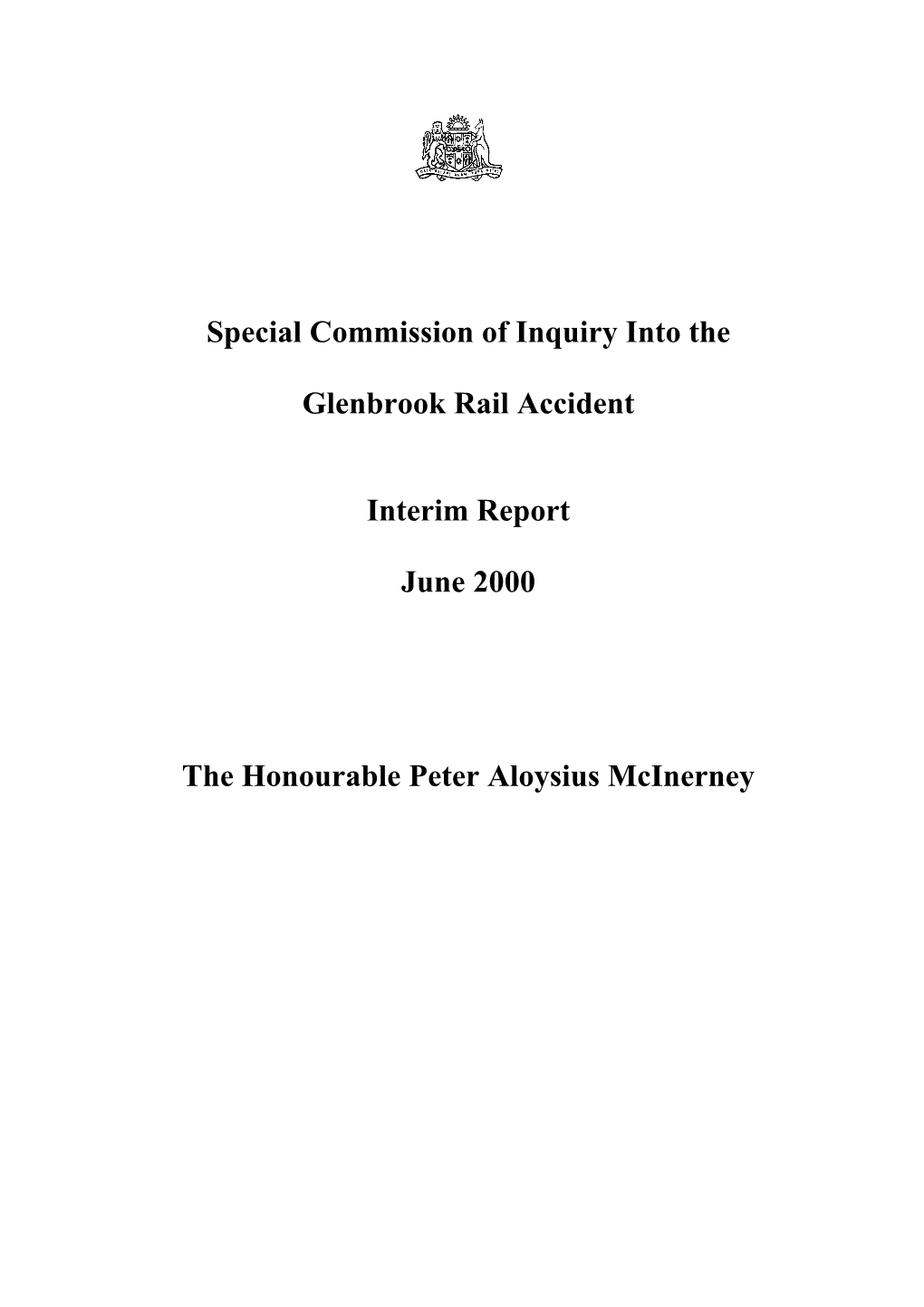 Special Commission of Inquiry Into the Glenbrook Rail Accident Interim