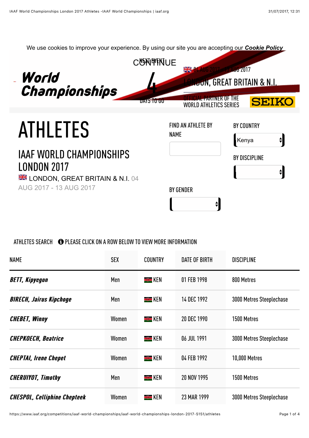 IAAF World Championships | Iaaf.Org 31/07/2017, 12:31