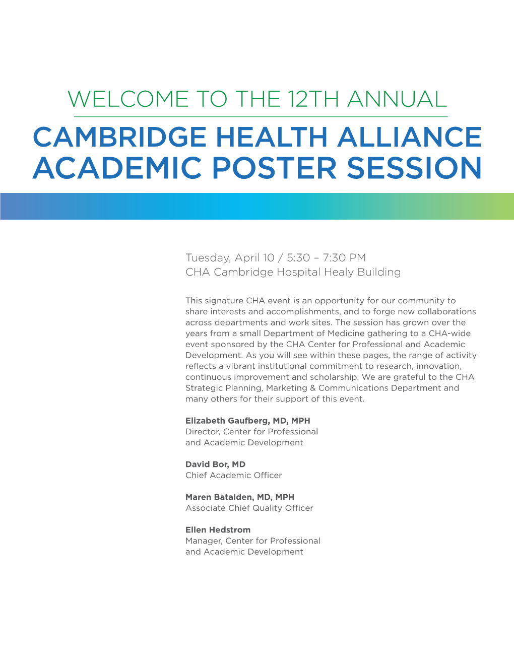 Cambridge Health Alliance Academic Poster Session