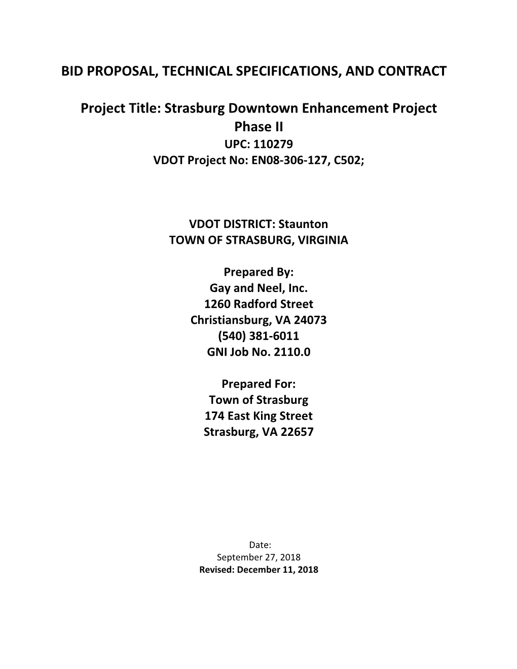 Streetscape Improvements Phase II Bid Documents