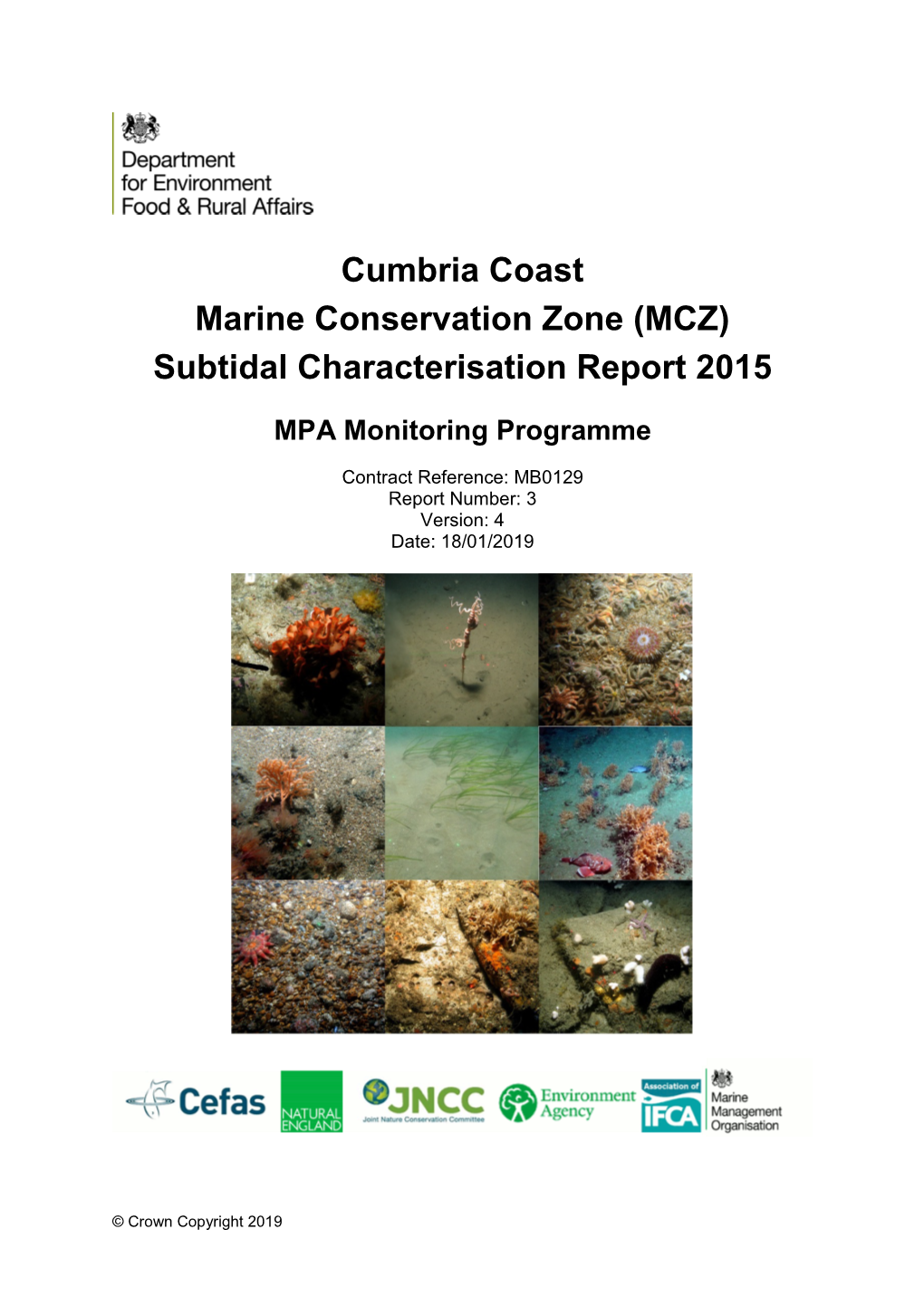 Cumbria Coast Marine Conservation Zone (MCZ) Subtidal Characterisation Report 2015