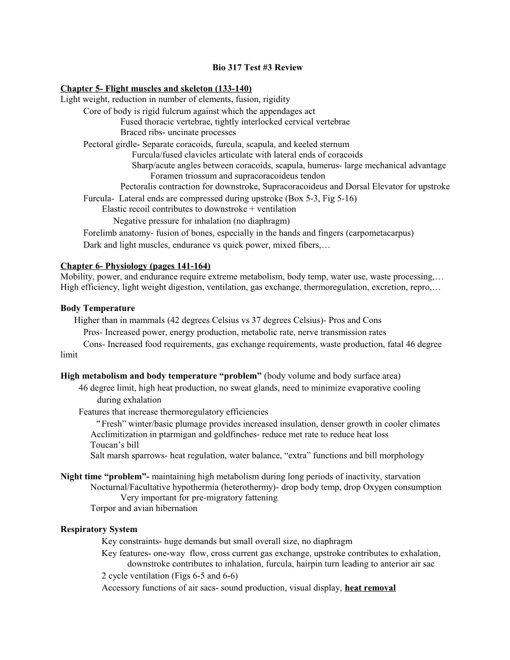 Chapter 5- Flight Muscles and Skeleton (133-140)