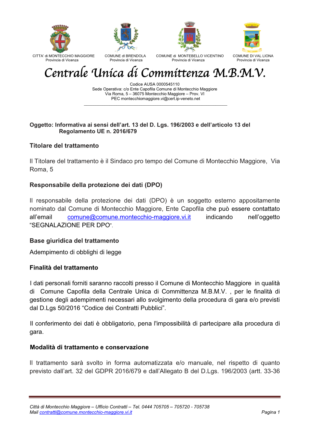 Centrale Unica Di Committenza M.B.M.V