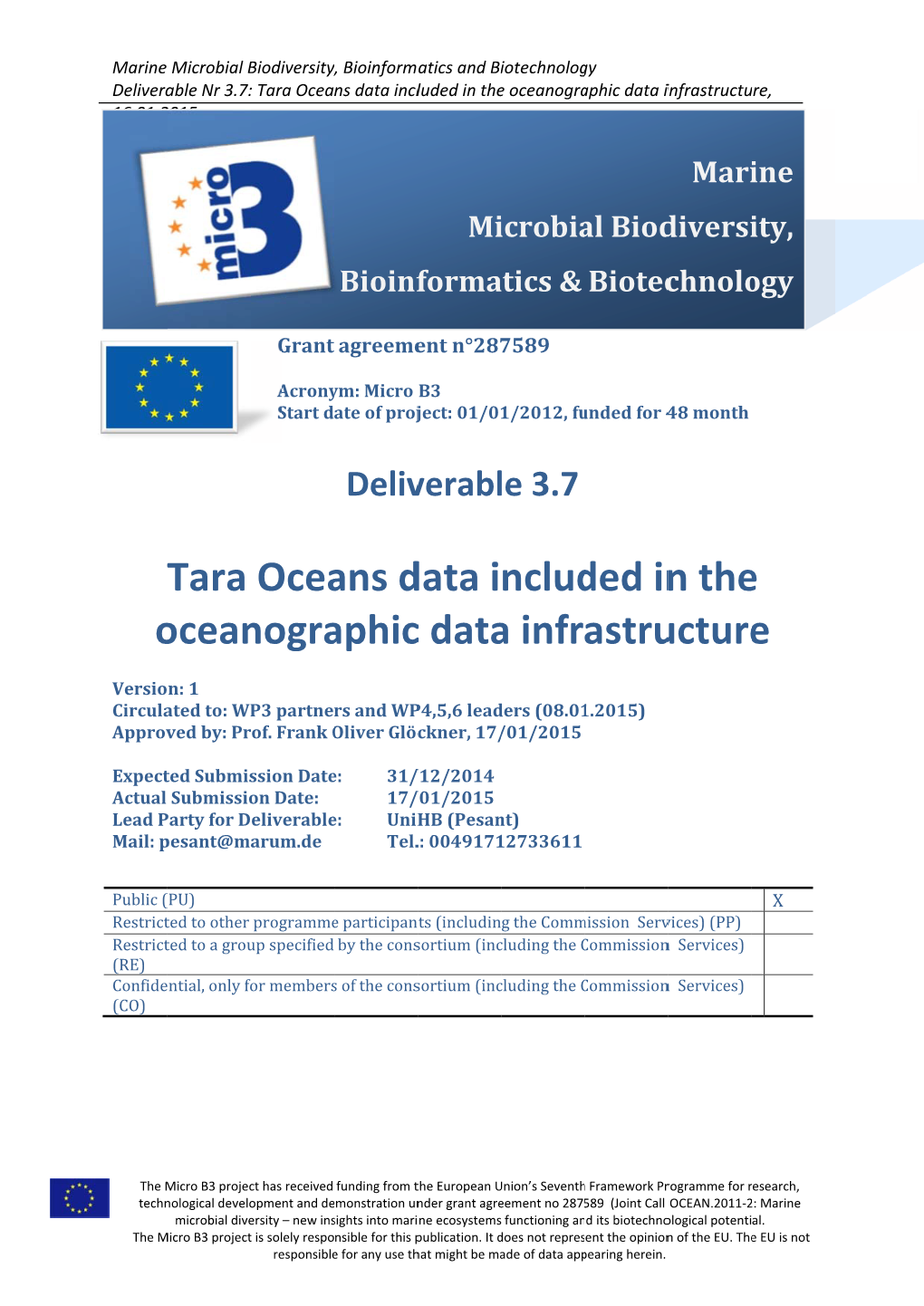 Tara-Oceans Data Included in the Oceanographic Data Infrastructure
