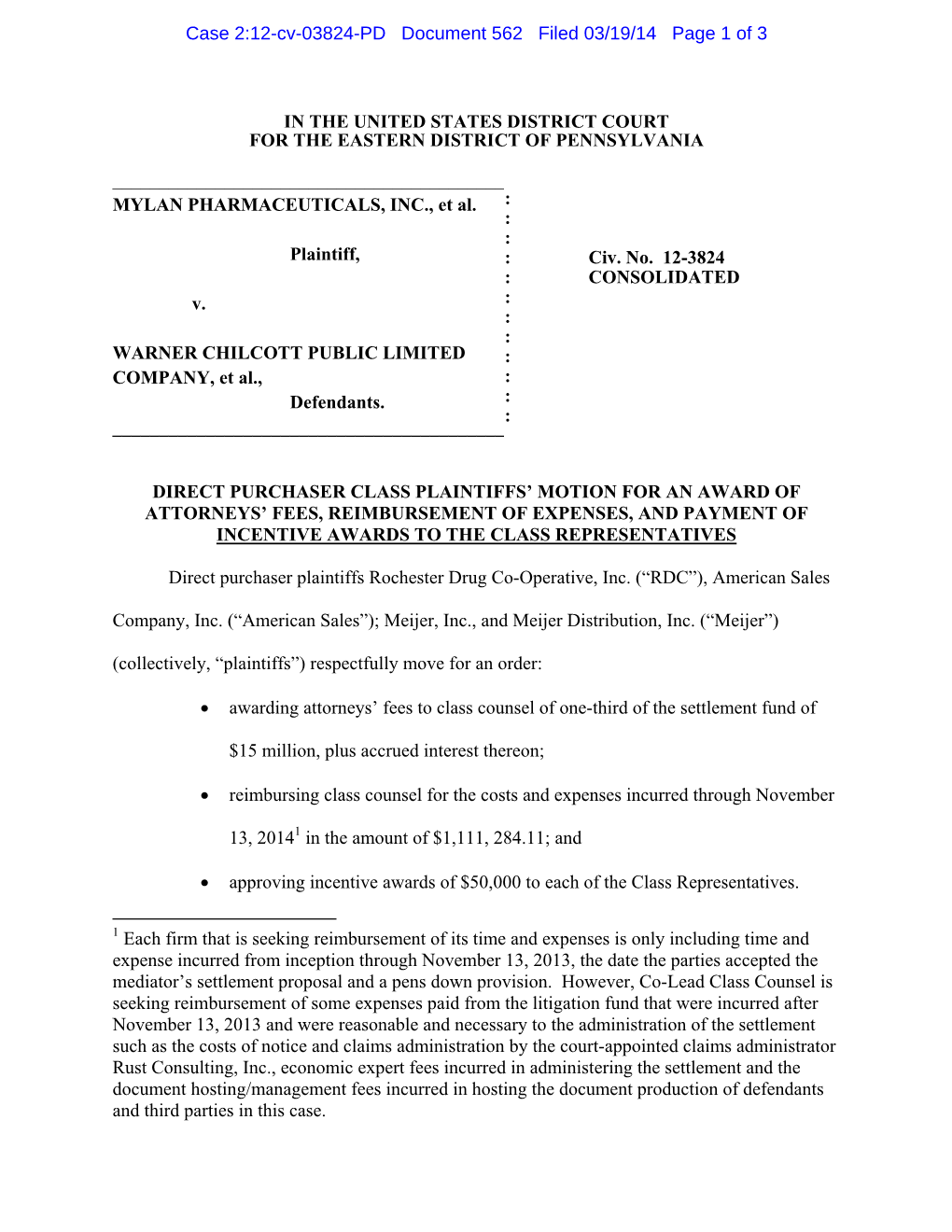 Case 2:12-Cv-03824-PD Document 562 Filed 03/19/14 Page 1 of 3