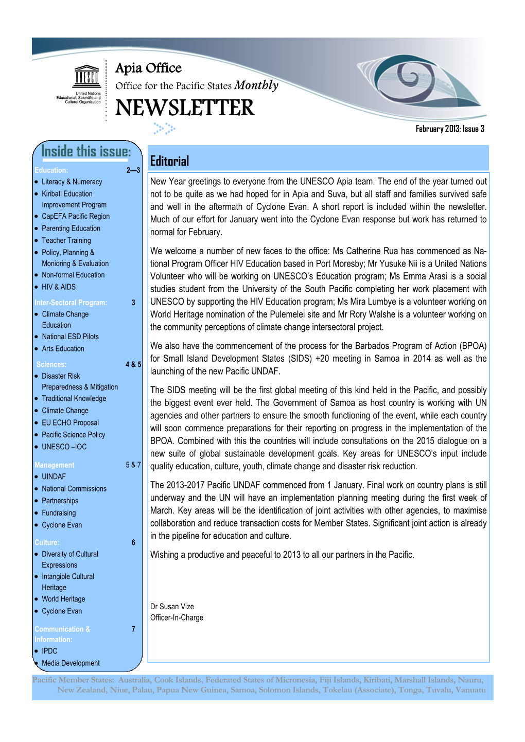 NEWSLETTER February 2013; Issue 3